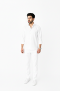 White Linen Shirt And White Linen Trouser