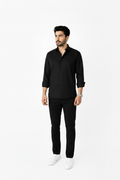 Black Linen Shirt And Black Linen Trouser