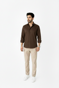 Brown Linen Shirt And Beige Linen Trouser